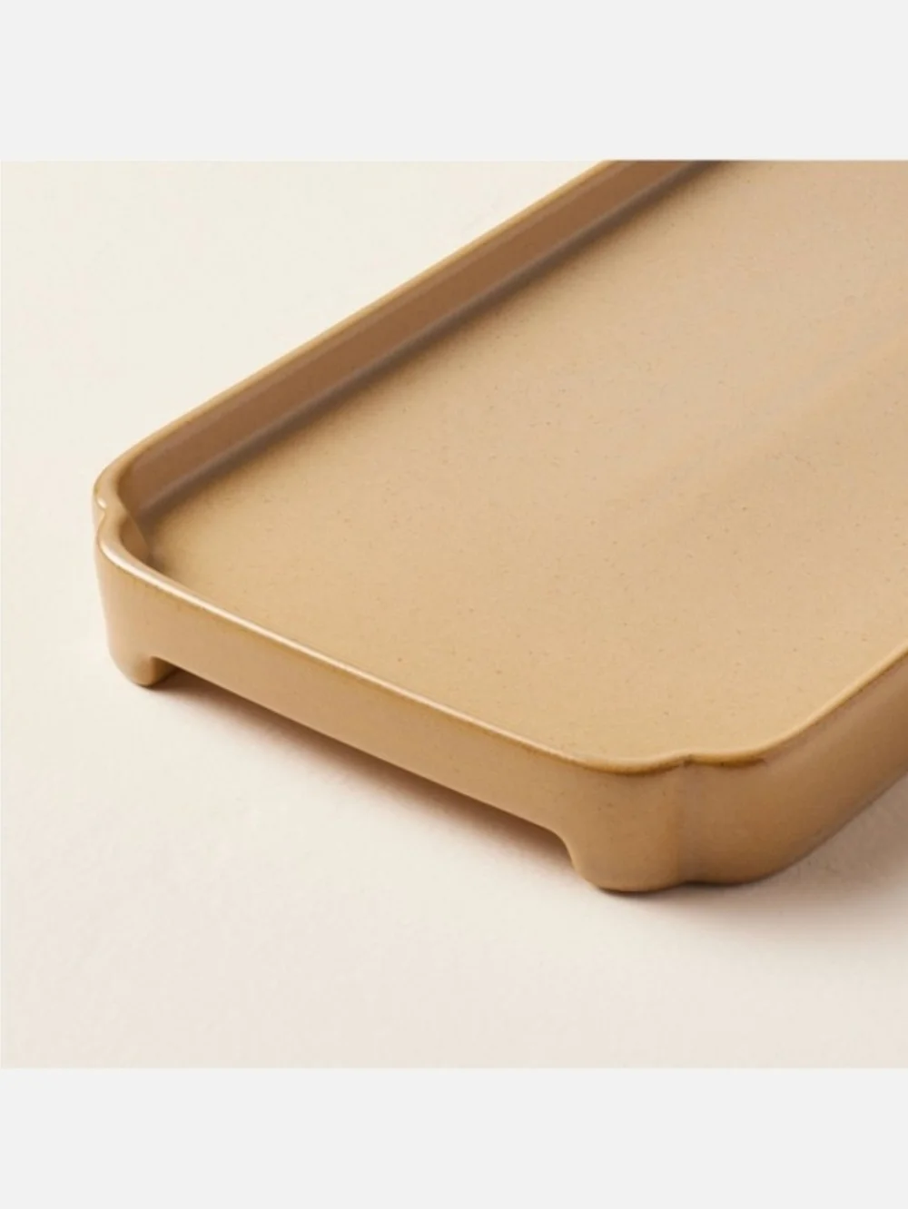 Hearth And Hand Rectangular Stoneware Bathroom Tray in Light Brown
